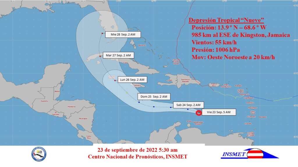 Emite para Cuba primer aviso de ciclón ante depresión tropical número 9