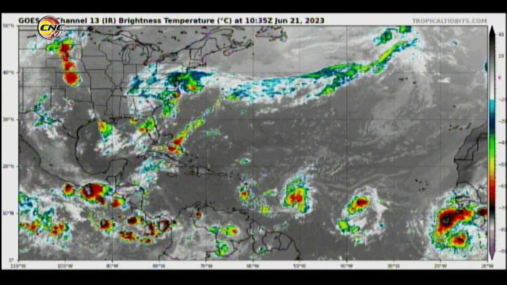 Situación Meteorológica sobre Tormenta Tropical Bret