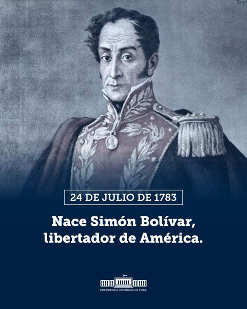 Recuerdan en Cuba a Simón Bolívar a 240 años de su natalicio