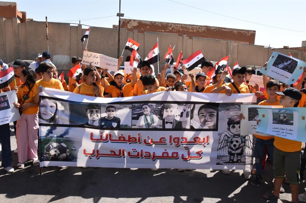 Protestan en Siria para pedir paz a los niños palestinos