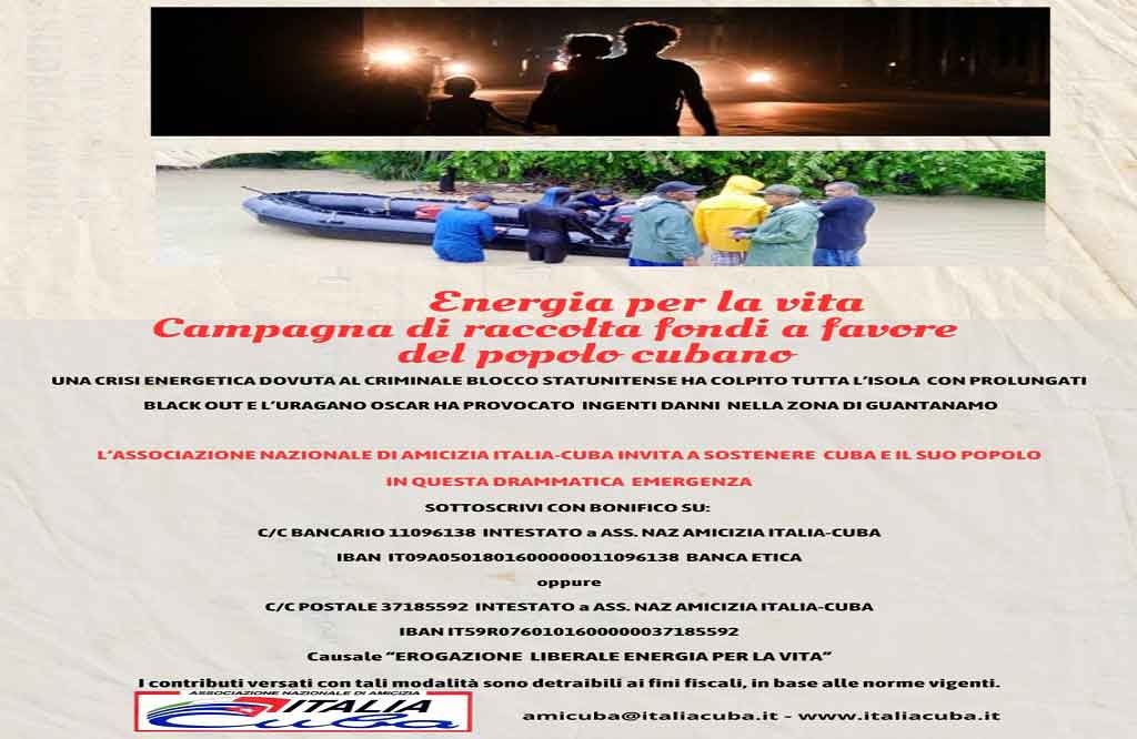 Recaudan en Italia fondos en apoyo a damnificados por huracán en Cuba