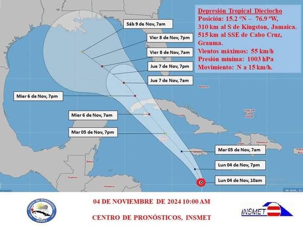 AVISO DE CICLÓN TROPICAL. CENTRO DE PRONÓSTICOS, INSMET.