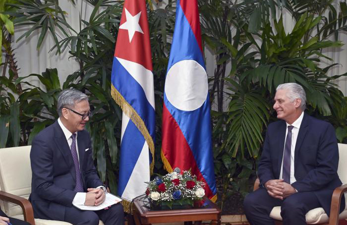 Reciben Díaz-Canel y Marrero a canciller de Laos