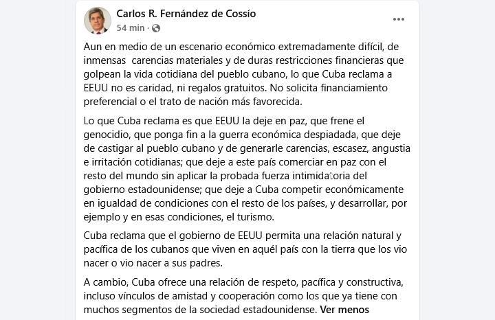 Reclama viceministro del Minrex fin de genocidio de EE.UU. contra Cuba